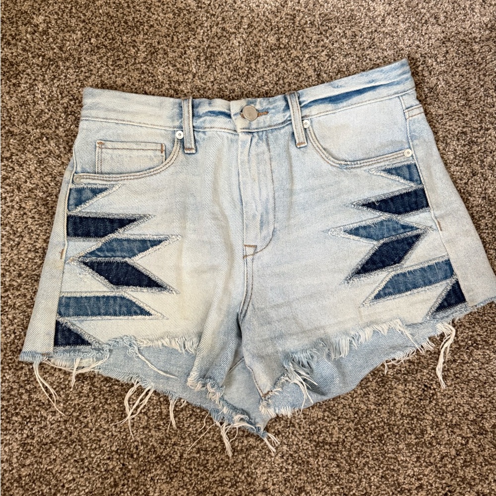 Blank NYC Light Blue Jean Shorts with Dark Blue Zigzag
